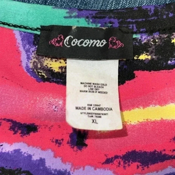 Cocomo Women’s Top Green Striped Stretch Colorful Y2K Tie Front - Picture 3 of 6